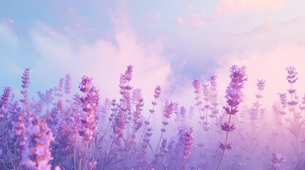 Fototapeta premium Dreamy daydreams in pastel hues of lavender and sky AI generated illustration