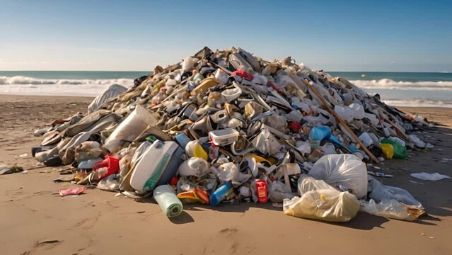 海に捨てられた大量のゴミ,Generative AI 