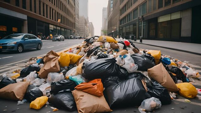 道路に捨てられた大量のゴミ,Generative AI 