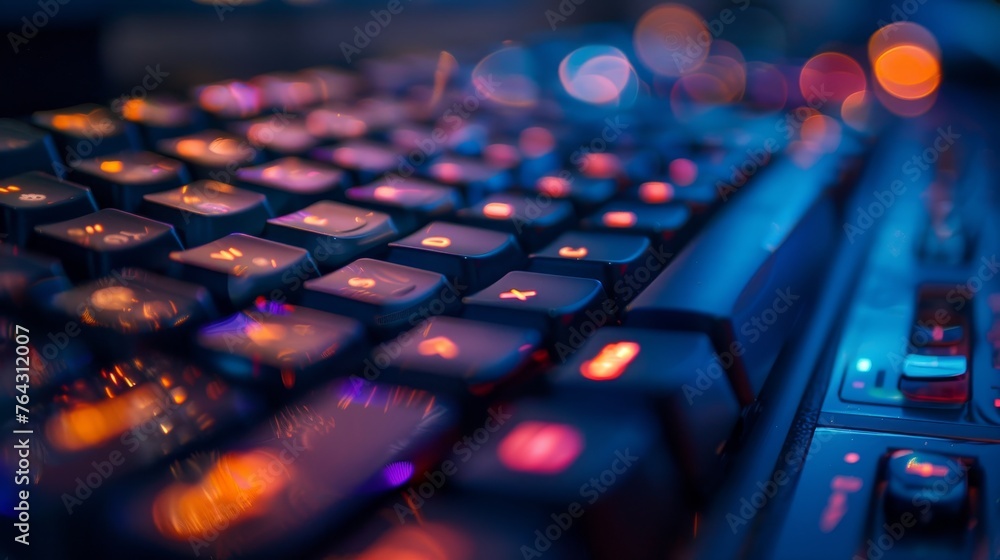 Aufkleber macro shot of a computer keyboard with shallow depth of field ai generated illustration