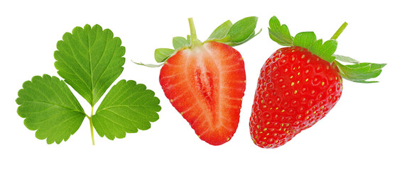 Fresh strawberry with strawberry leaves - 764312071