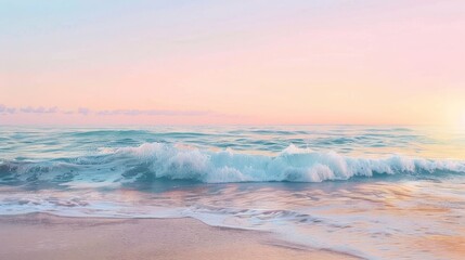 Gentle pastel waves washing over a serene seascape  AI generated illustration