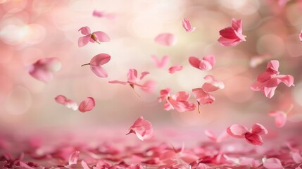 Soft pink petals gently falling in a warm inviting space  AI generated illustration