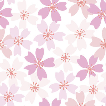 Cherry Blossom and Flower seamless pattern. Vector illustration for card, banner, invitation, social media post, poster, mobile apps, advertising.