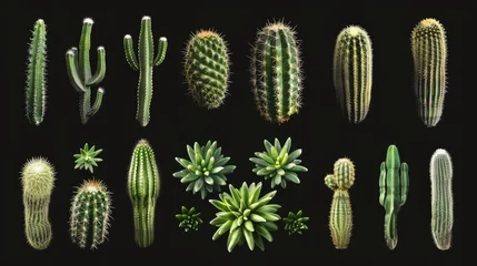 Raamstickers Cactus Cactus set collection. Isolated  background Generative AI