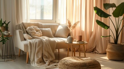 Soft whispers of pastel shades in a cozy room AI generated illustration