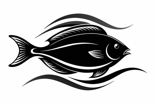 black fish swimming in water clip art preview