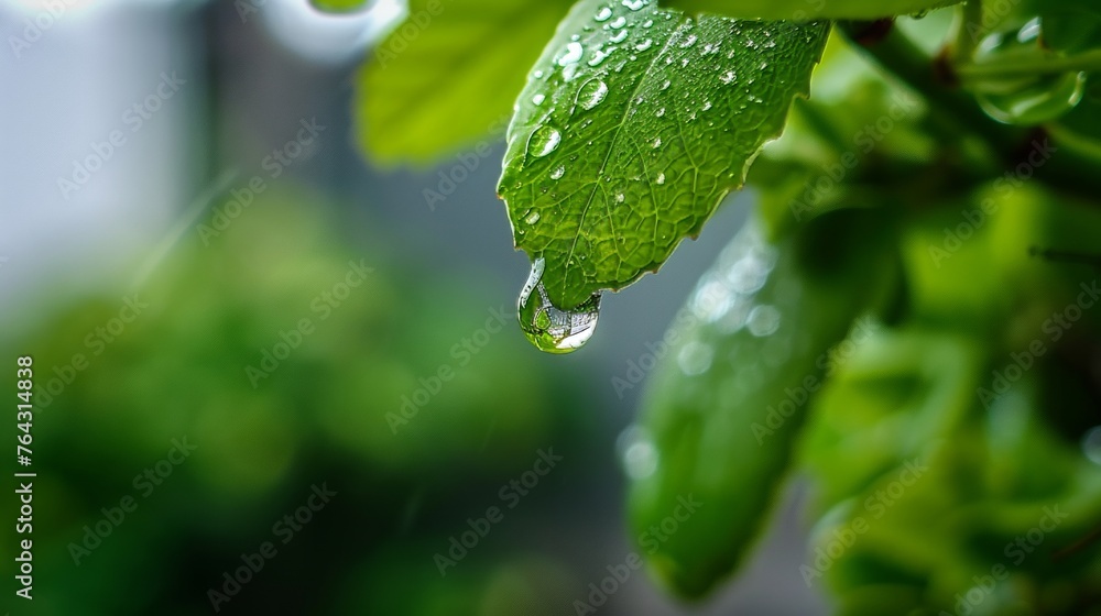 Poster a close-up of a single raindrop on a window pane ai generated illustration