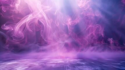 Stylish Product Presentation on Abstract Lilac Backdrop with Smoke Elements Generative AI