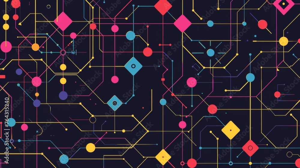Poster a geometric pattern resembling a flow chart ai generated illustration