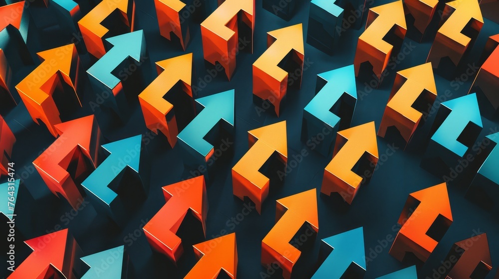 Poster a repeating pattern of arrows pointing upwards ai generated illustration