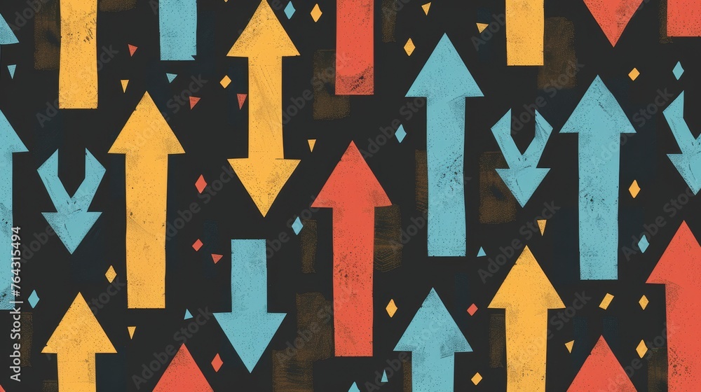 Poster a repeating pattern of arrows pointing upwards ai generated illustration