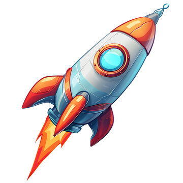 Cartoon Rocket without background as png, for text and presentations