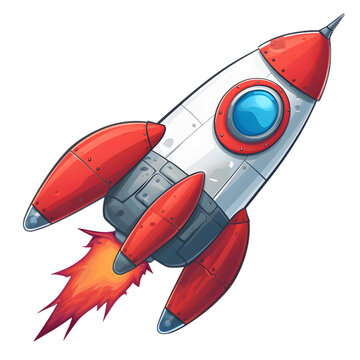 Cartoon Rocket without background as png, for text and presentations