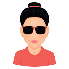 Portrait of lady with black hair and sunglasses