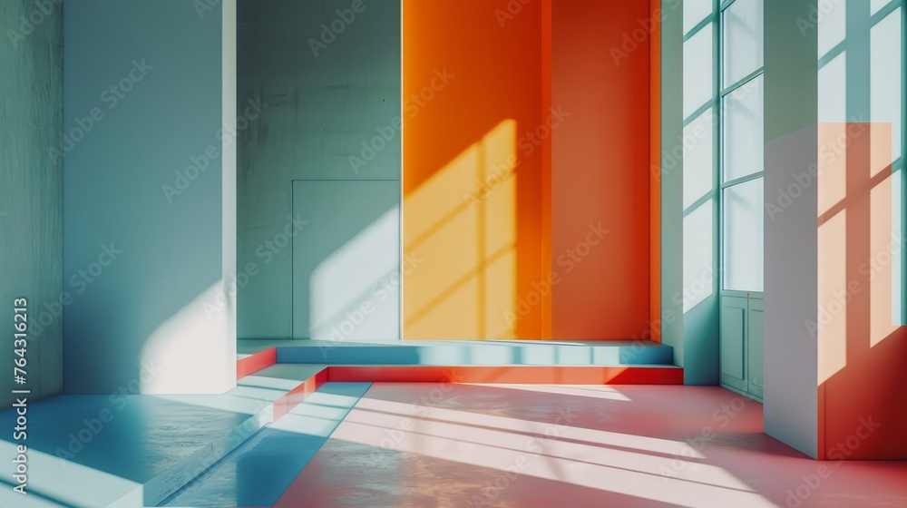 Poster clean angular design with a pop of color ai generated illustration