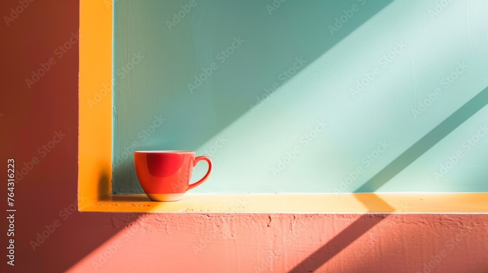 Poster Clean angular design with a pop of color AI generated illustration