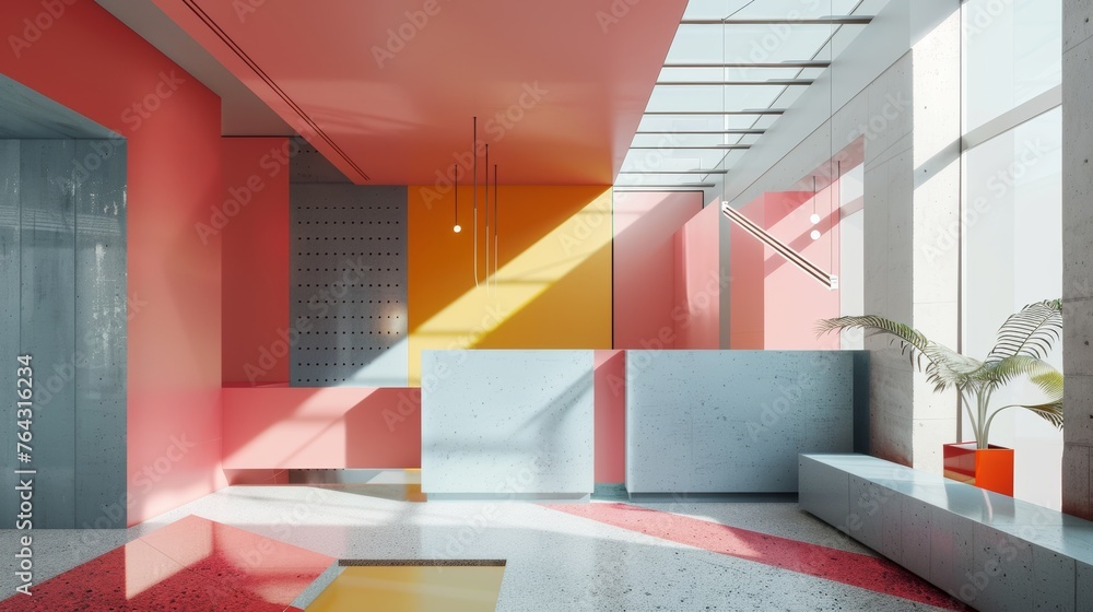 Aufkleber clean angular design with a pop of color ai generated illustration