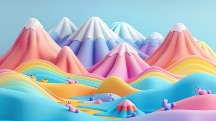 3d clay mountain sculpted from oil-based clay depicting a surreal landscape
