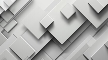 Overlapping White and Gray Squares: Minimalist Design Background Generative AI