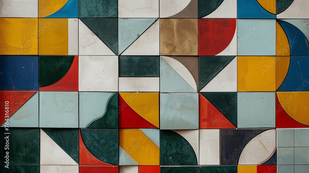 Poster geometric shapes arranged in a grid pattern ai generated illustration