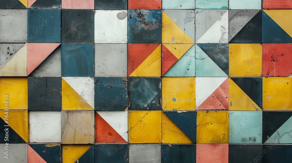Poster geometric shapes arranged in a grid pattern ai generated illustration