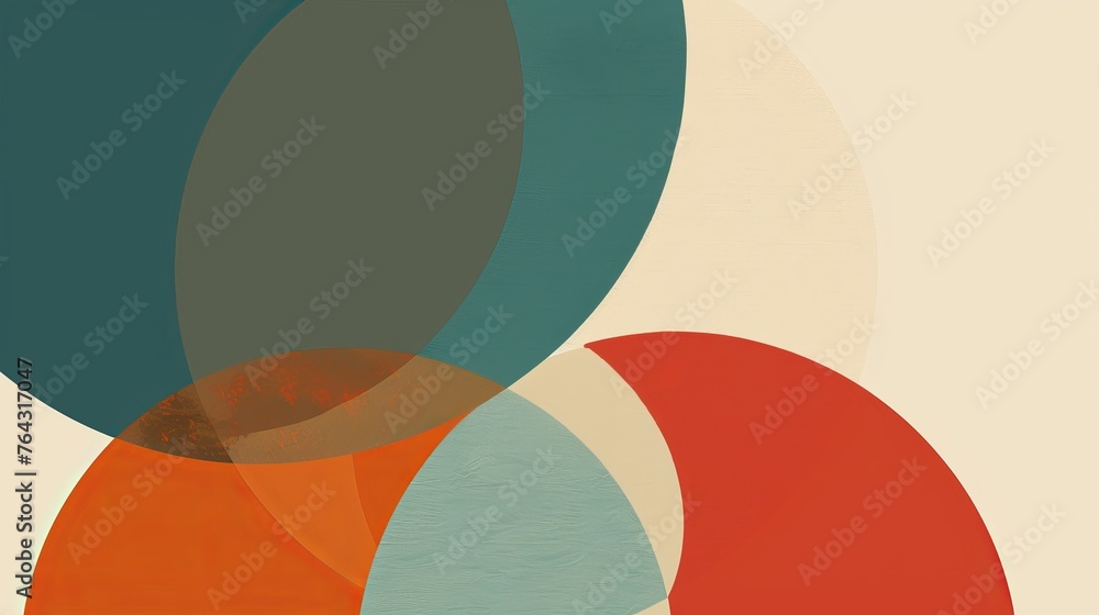 Poster minimalist design of overlapping circles in muted tones ai generated illustration
