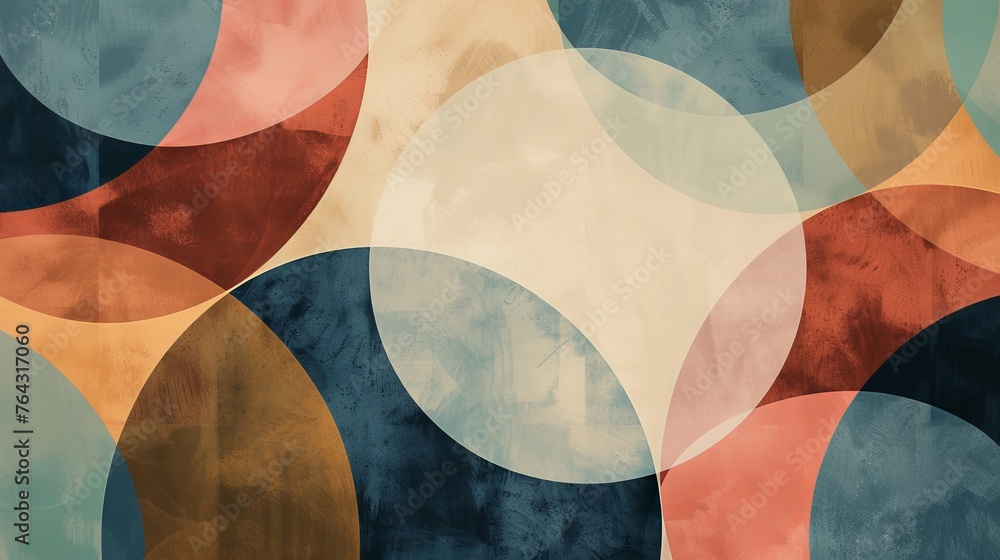 Poster minimalist design of overlapping circles in muted tones ai generated illustration