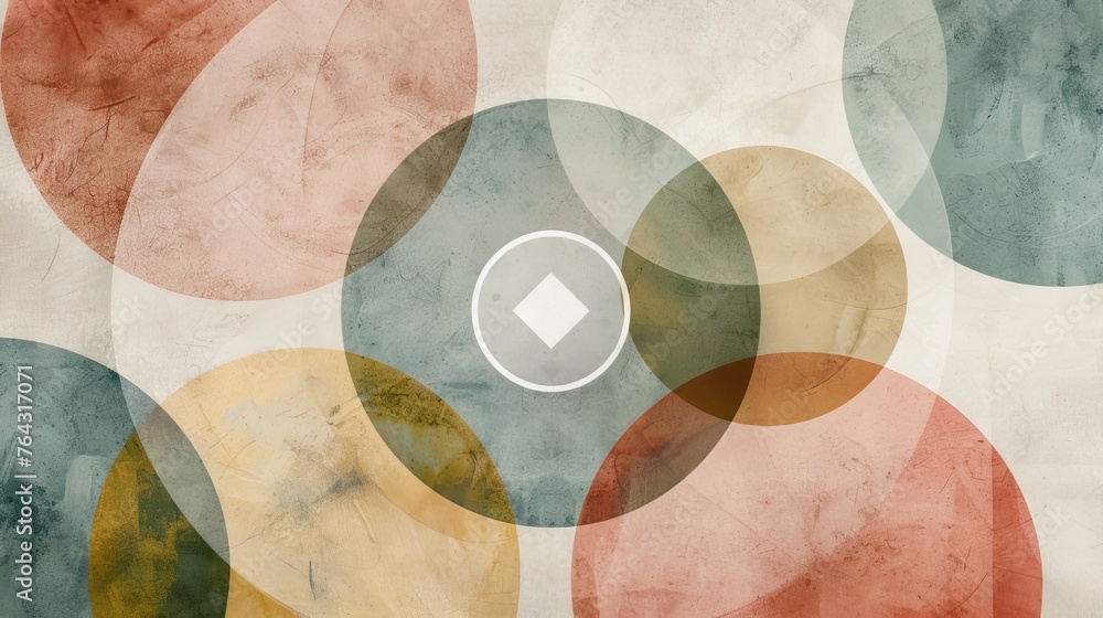 Poster minimalist design of overlapping circles in muted tones ai generated illustration