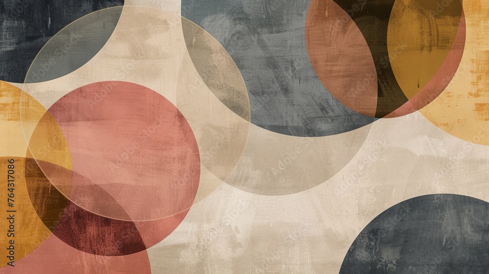 Poster minimalist design of overlapping circles in muted tones ai generated illustration