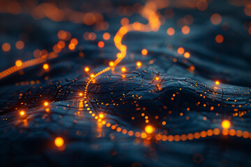 A roadmap with highlighted stops for assistance centers. Concept of finding help along the journey. Generative Ai.