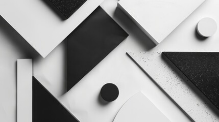 Simple composition of geometric shapes in black and white AI generated illustration