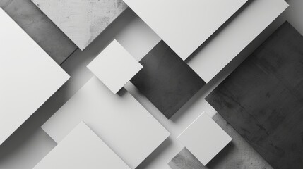 Simple composition of overlapping squares in black and white AI generated illustration