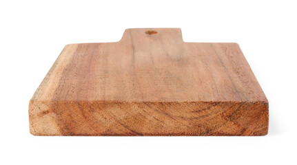 One wooden cutting board on white background