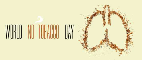 Lungs made of tobacco on color background. Cancer concept
