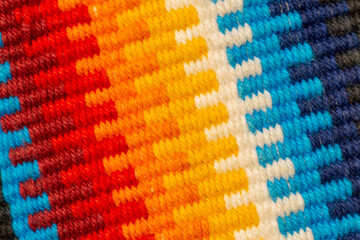 Woolen kilim. Boho style. The detail of decorative ethnic carpet texture
