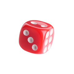 One red game dice isolated on white