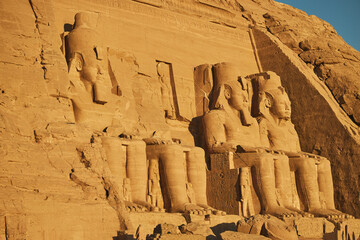 Front of the Temple of Ramesses II. Abu Simbel Temples. Popular Egyptian landmark. Ancient Egypt. Vacation destination. Historic site - 764320807