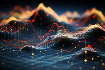 Abstract statistic waveforms. Wallpaper background. Presenting of digital data. Artificial...