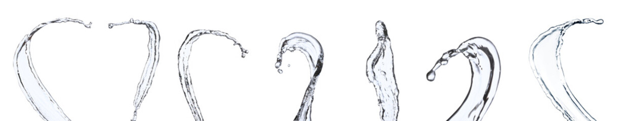 Set of water splashes on white background