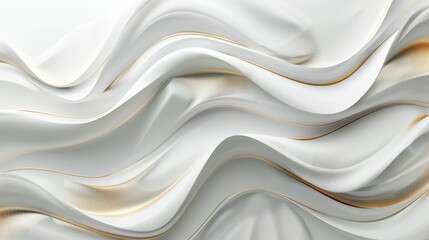 Elegant Silver Wave Design on Minimal White and Gold Background for Web Generative AI