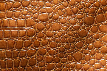 Brown crocodile faux leather. Vinyl reptile upholstery leather