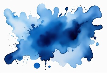 Blue watercolor spots bright background. Template, banner, copy space.
