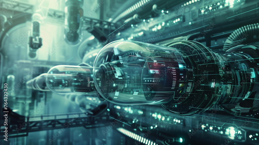 Aufkleber futuristic technology interface with hud interface. 3d rendering