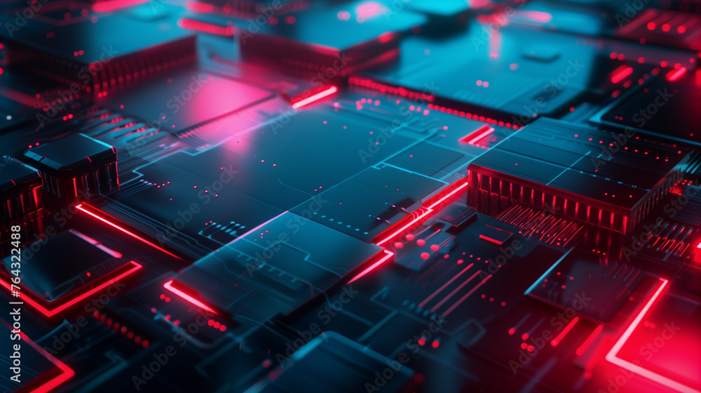 Aufkleber 3d rendering of abstract technology concept background. computer digital image.