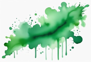 Green watercolor spots bright background. Template, banner, copy space.