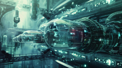Futuristic technology interface with hud interface. 3d rendering