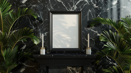 Mock up poster frame in modern interior background, 3D render