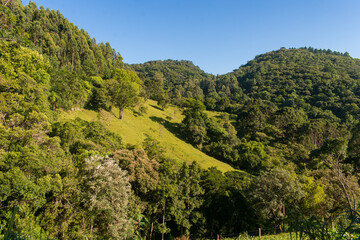 Fototapeta premium Mountains and valleys, scenic views from the Serra Velha Road, countryside of Sao Francisco de Paula - South of Brazil