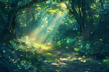Forest Pathway with Sunlight